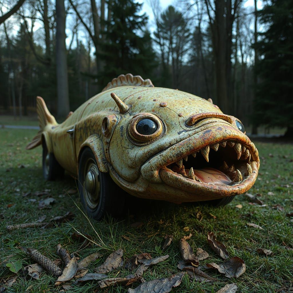 Eerie Detailed Car Crafted From Fish