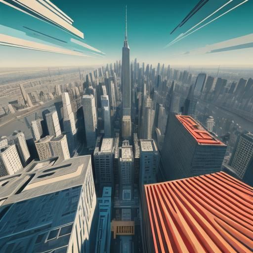 Pop Art Cityscape in Screen Print Style