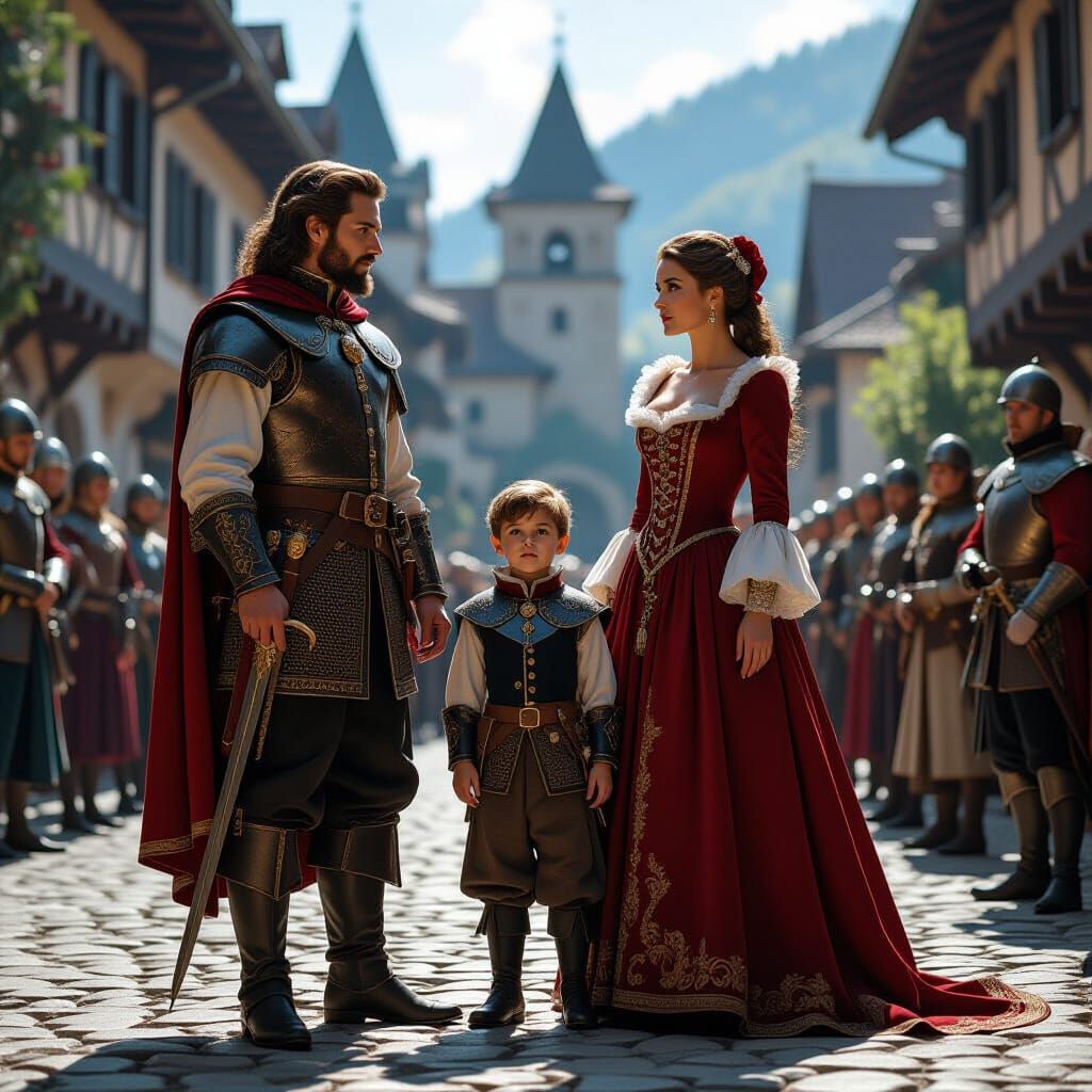 William Tell Confronts Governor Gessler in 1600s Attire