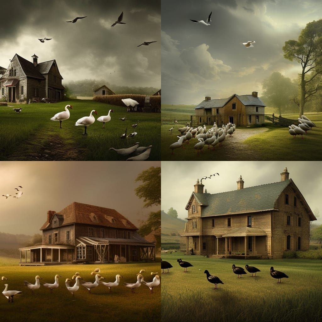 Farmhouse with Geese: Epic Digital Matte Painting