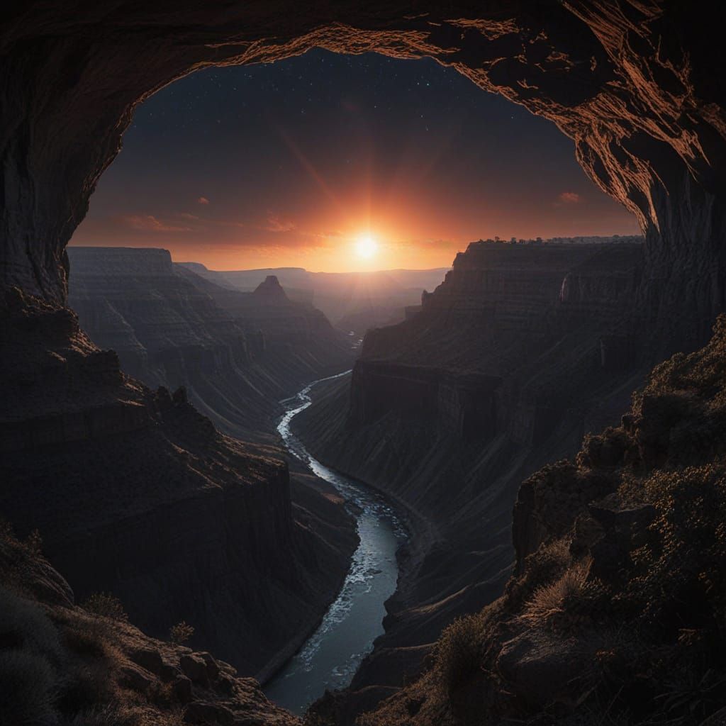 Magical Canyon Under a Black Sun