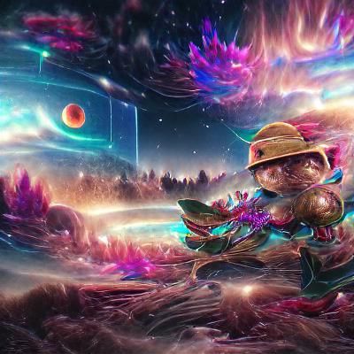 Teemo in Holographic Cosmic Astral Illustration