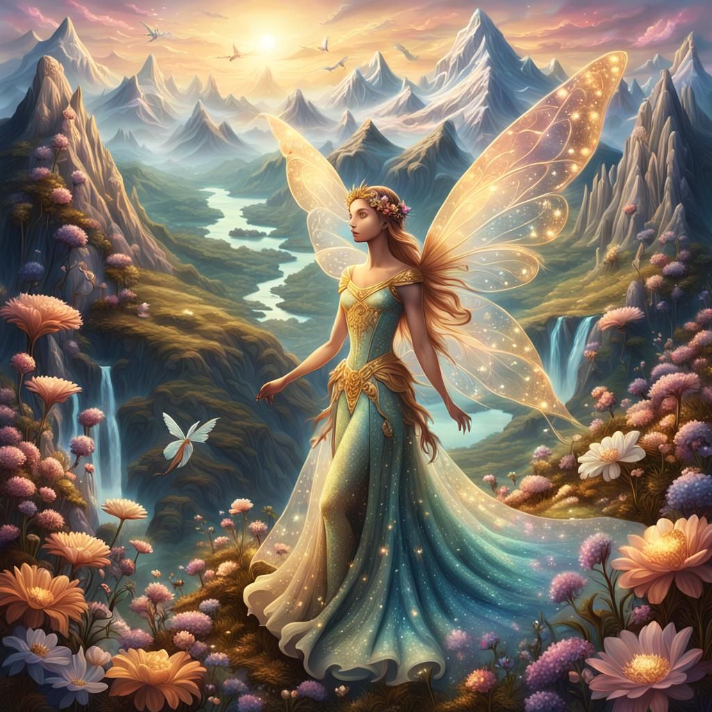 Ethereal Fairy in a Dreamlike Landscape, Fantasy Art