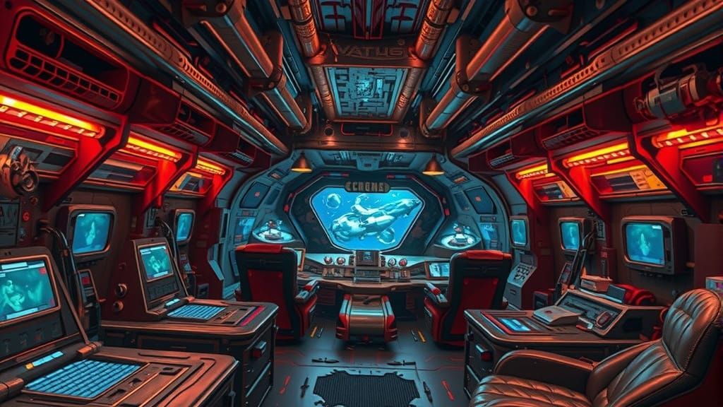Futuristic Guardians of the Galaxy Spaceship Interior in War...