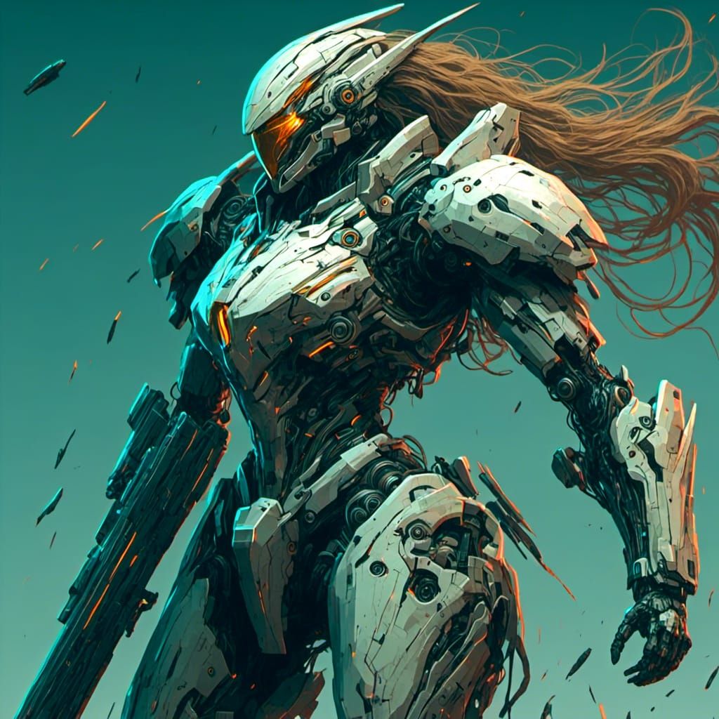 Mecha Female Warrior with Sword