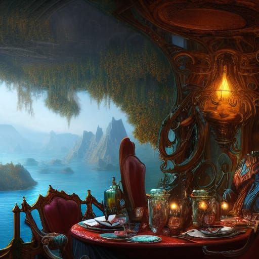Fantastical Dinner with a View: Detailed Matte Painting