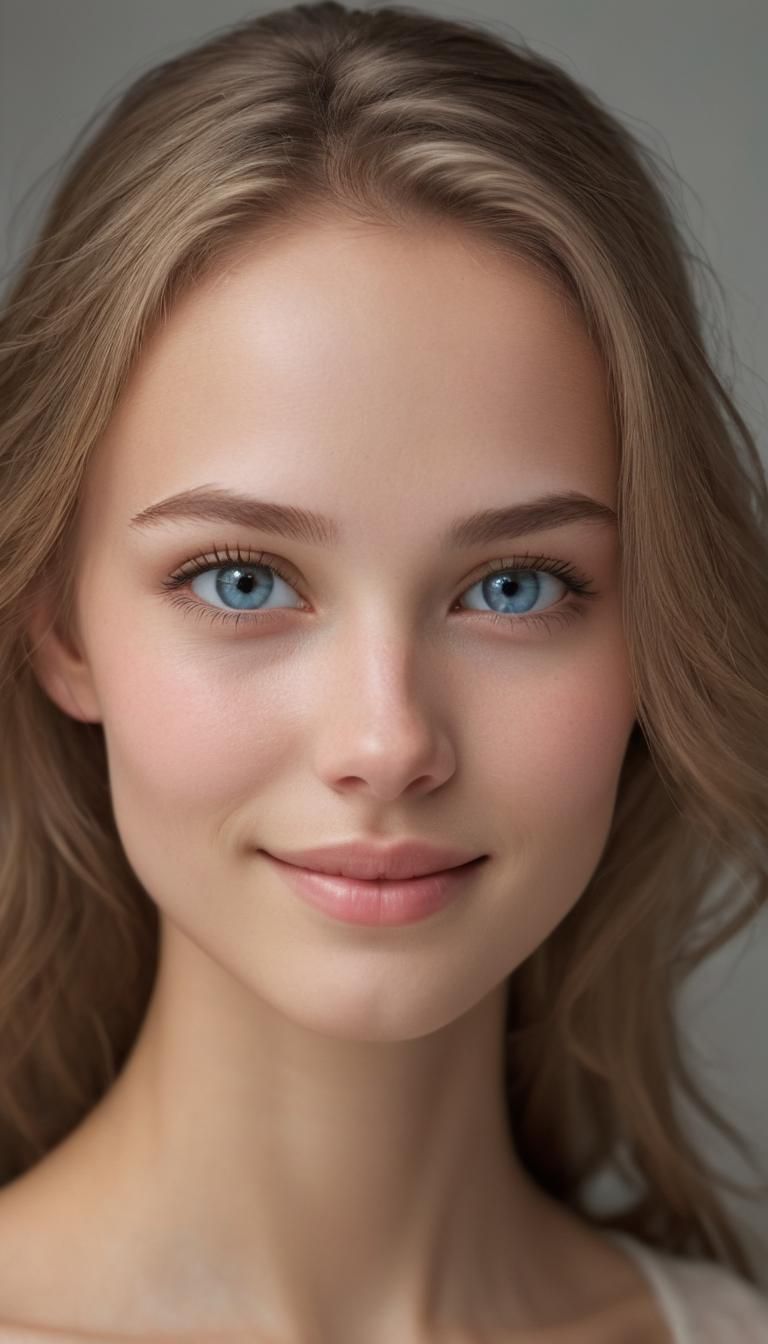 Gentle Heart-Shaped Female Face with Soft Glow