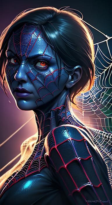 Hyperrealistic Spiderwebs in Splash Art Style