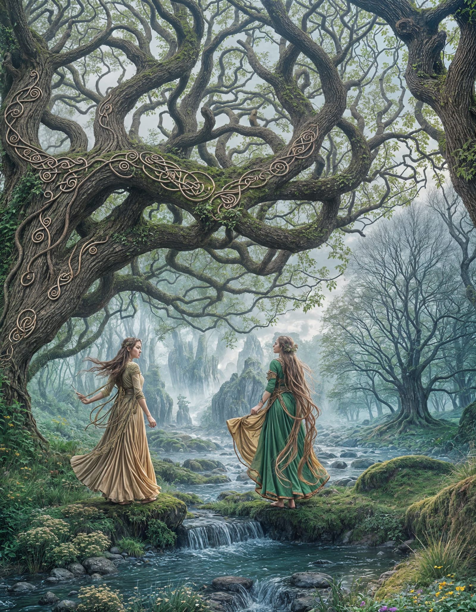 Whirling Dancers in Ancient Celtic Landscape