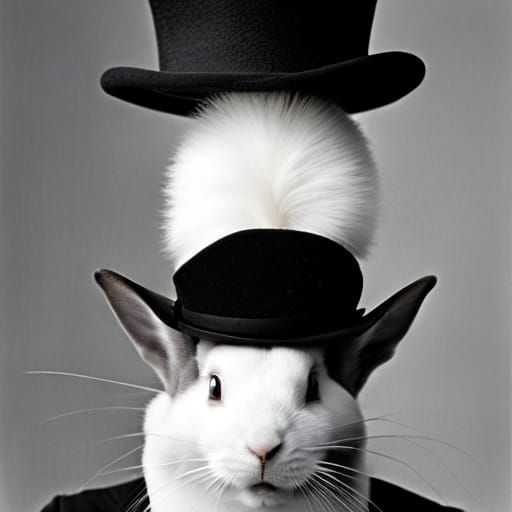 Rabbit in Upside Down Top Hat Photograph