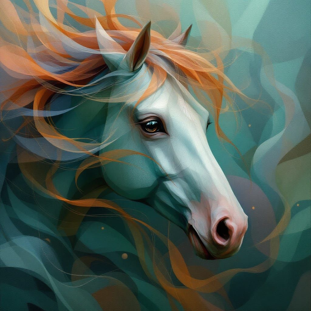 Magical Realism Horse Running Free in Jewel Tones