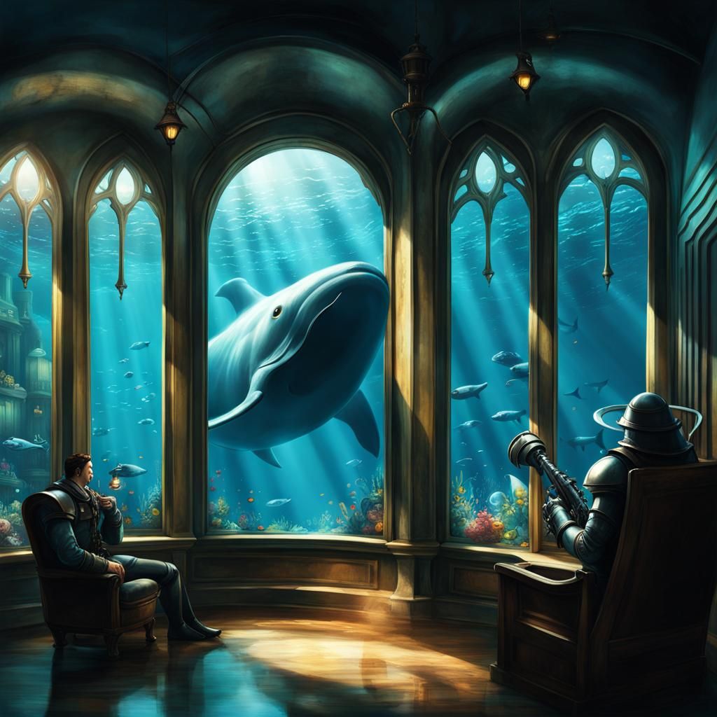 Underwater City Scene with Whale and Big Daddy