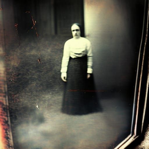 Eerie Ghost in a Vintage Watercolor Photograph
