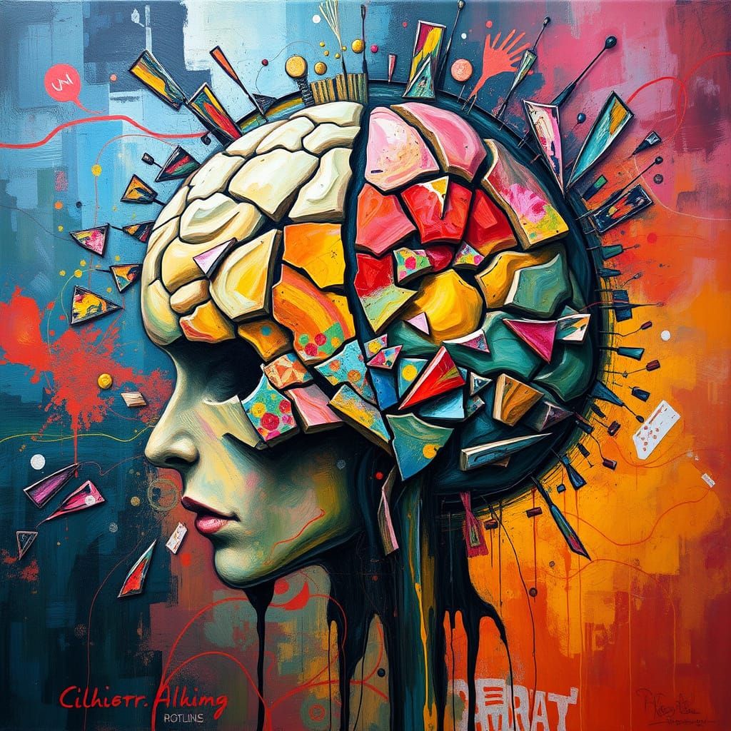Fractured Mind in Abstract Expressionist Style