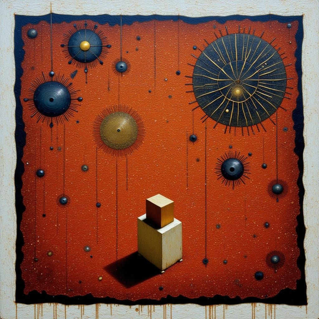 Solitary Block Shadow on Parchment in Klimt Style