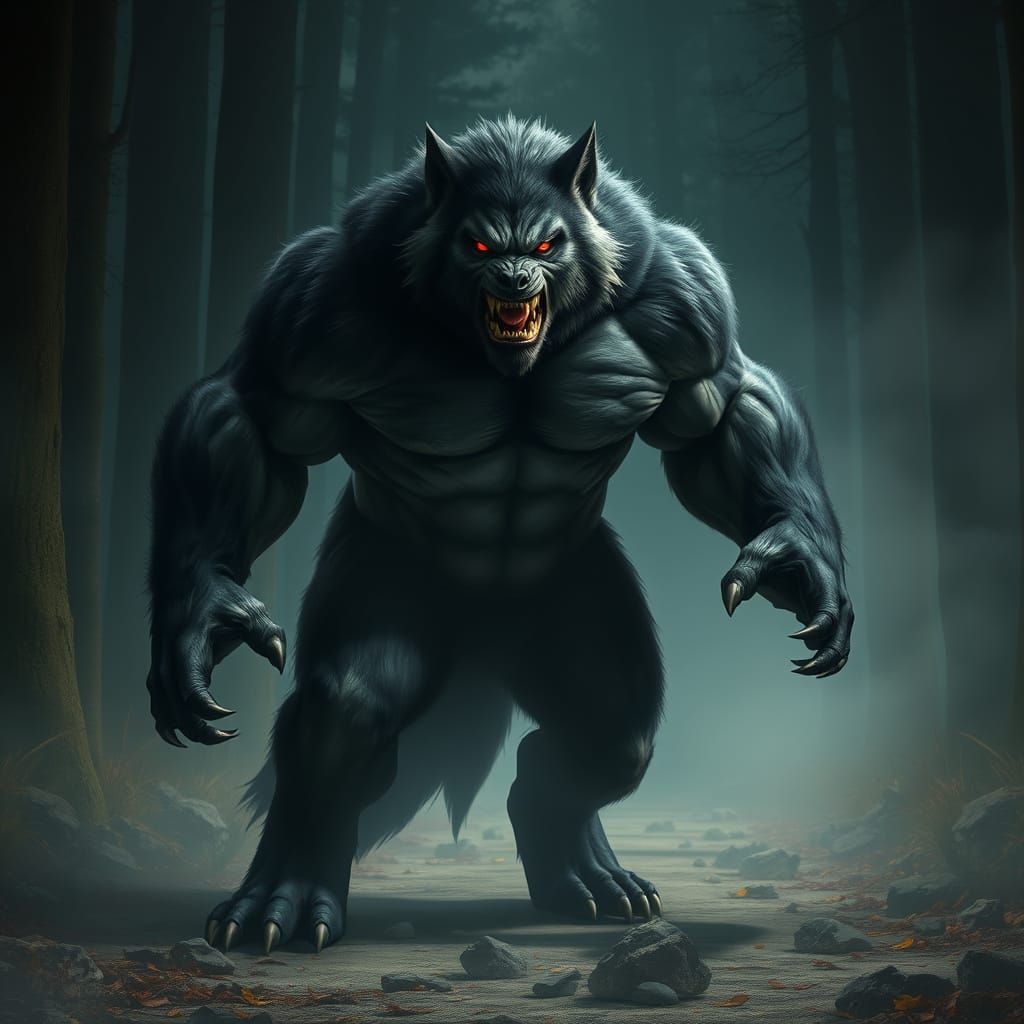 Mysterious Forest Encounter in Dark Fantasy Style