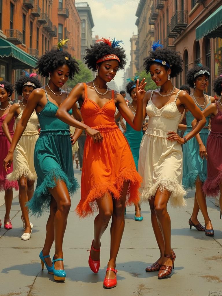 Flapper Girls Dancing Charleston in Harlem, 1923