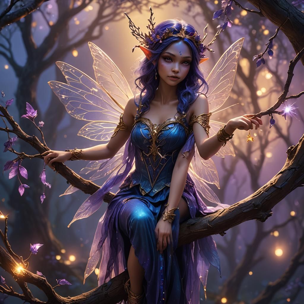 Fantasy Fairy with Wand, Detailed Matte Painting