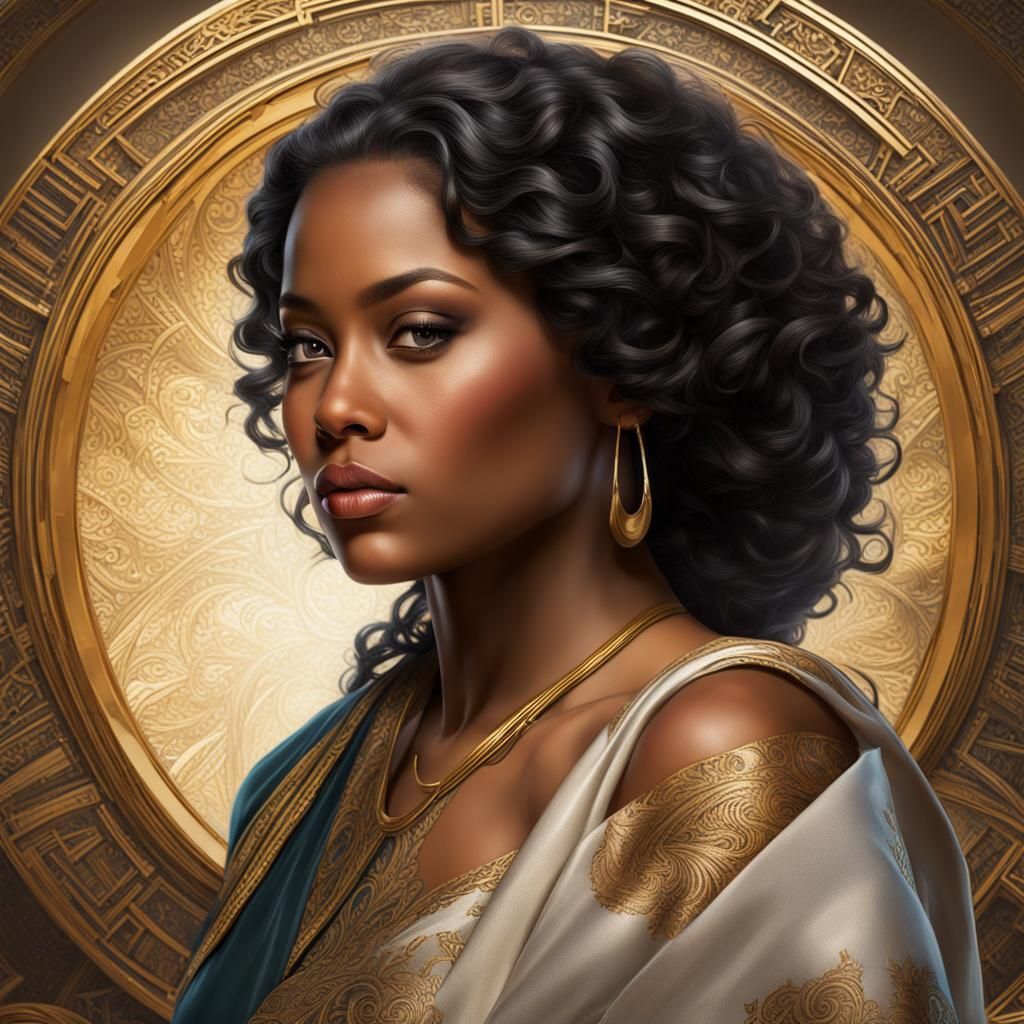 Detailed Portrait of a Black Woman in Digital Art Style