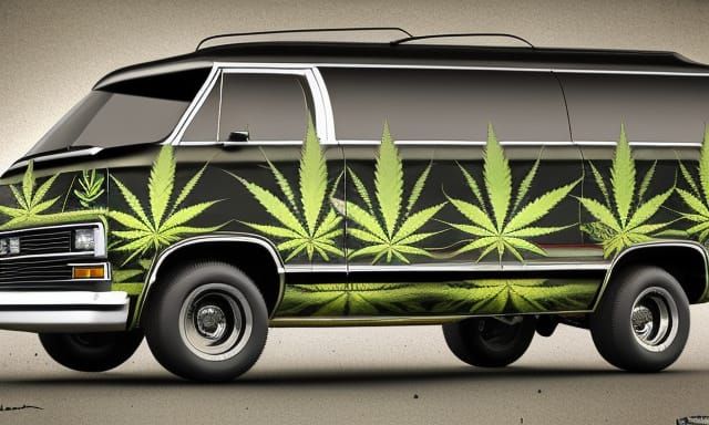 Hyperrealistic 420 Chevrolet Van Digital Illustration