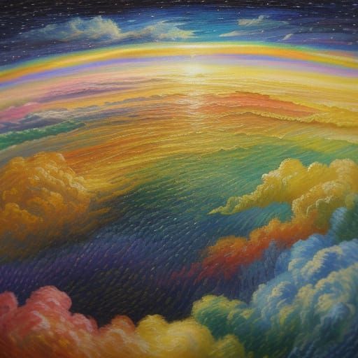 Rainbow in Darkness: Impressionist Oil Painting