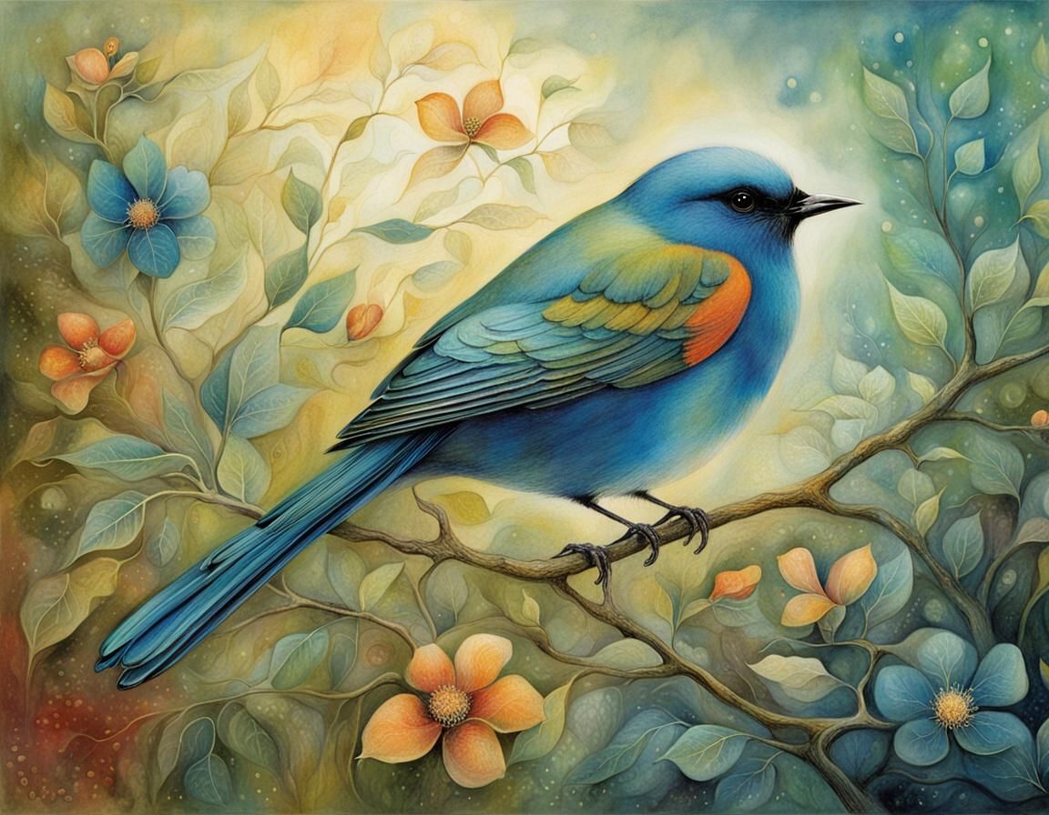 Colorful Bird Portrait in Expressionist Style