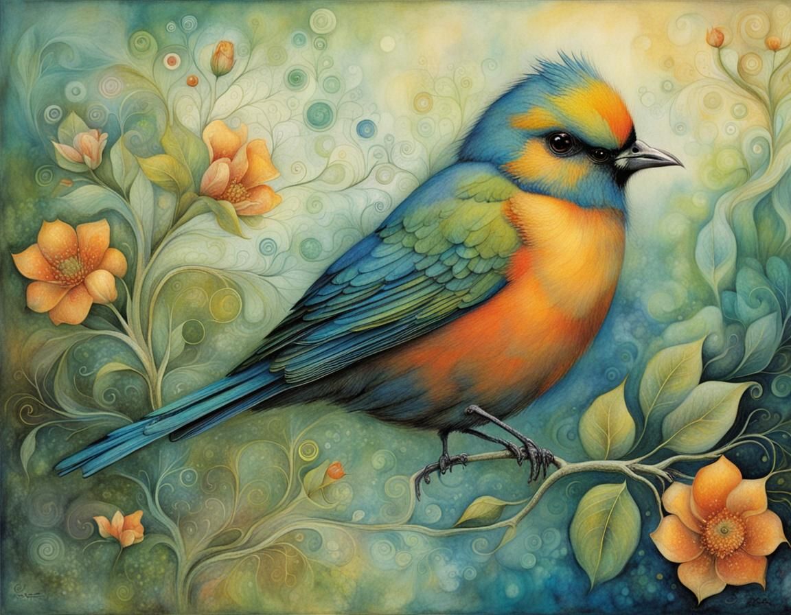 Exotic Bird in Expressionist Style