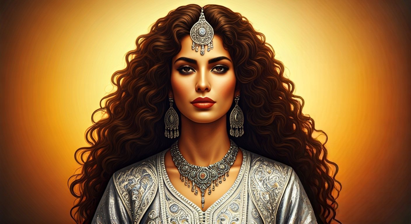 Berber Woman in Silver Caftan, Art Nouveau Portrait