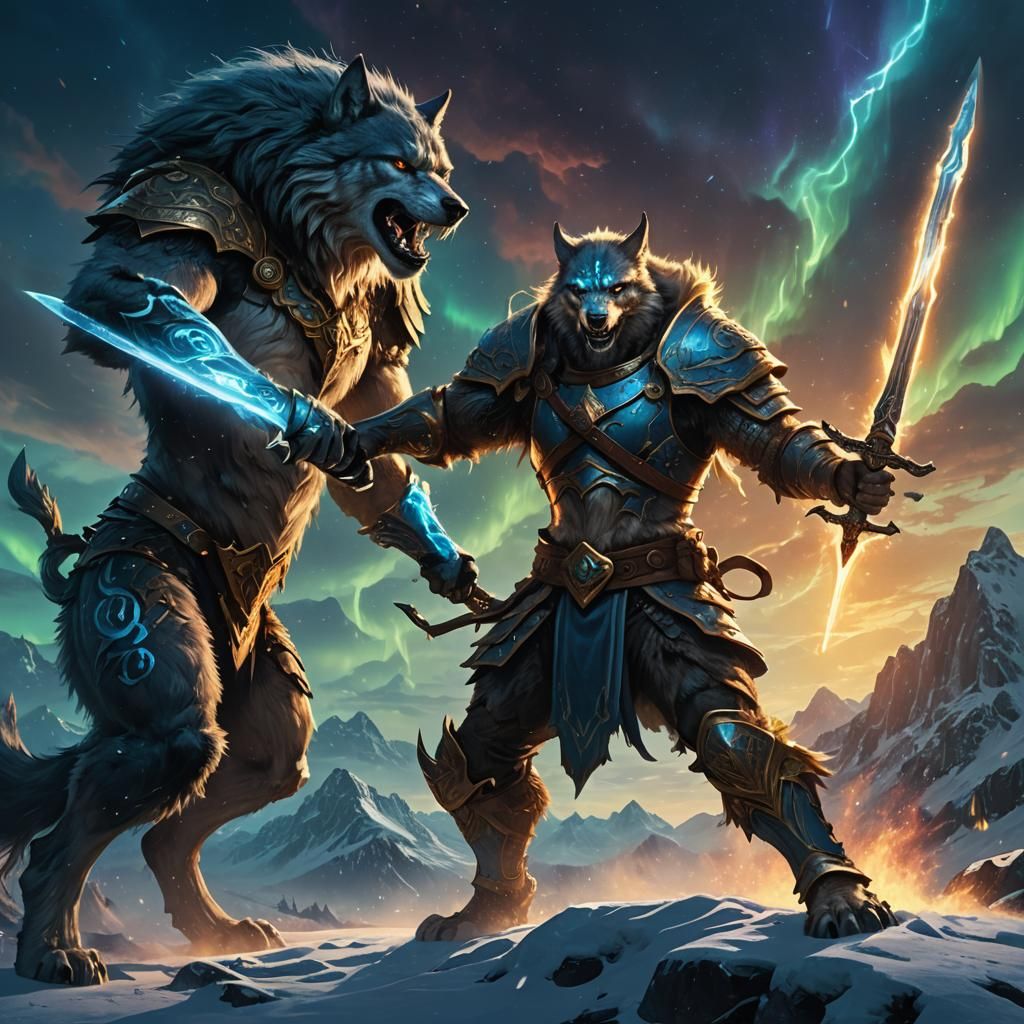 Wolf Humanoid Storm Troll in Fantasy Matte Painting