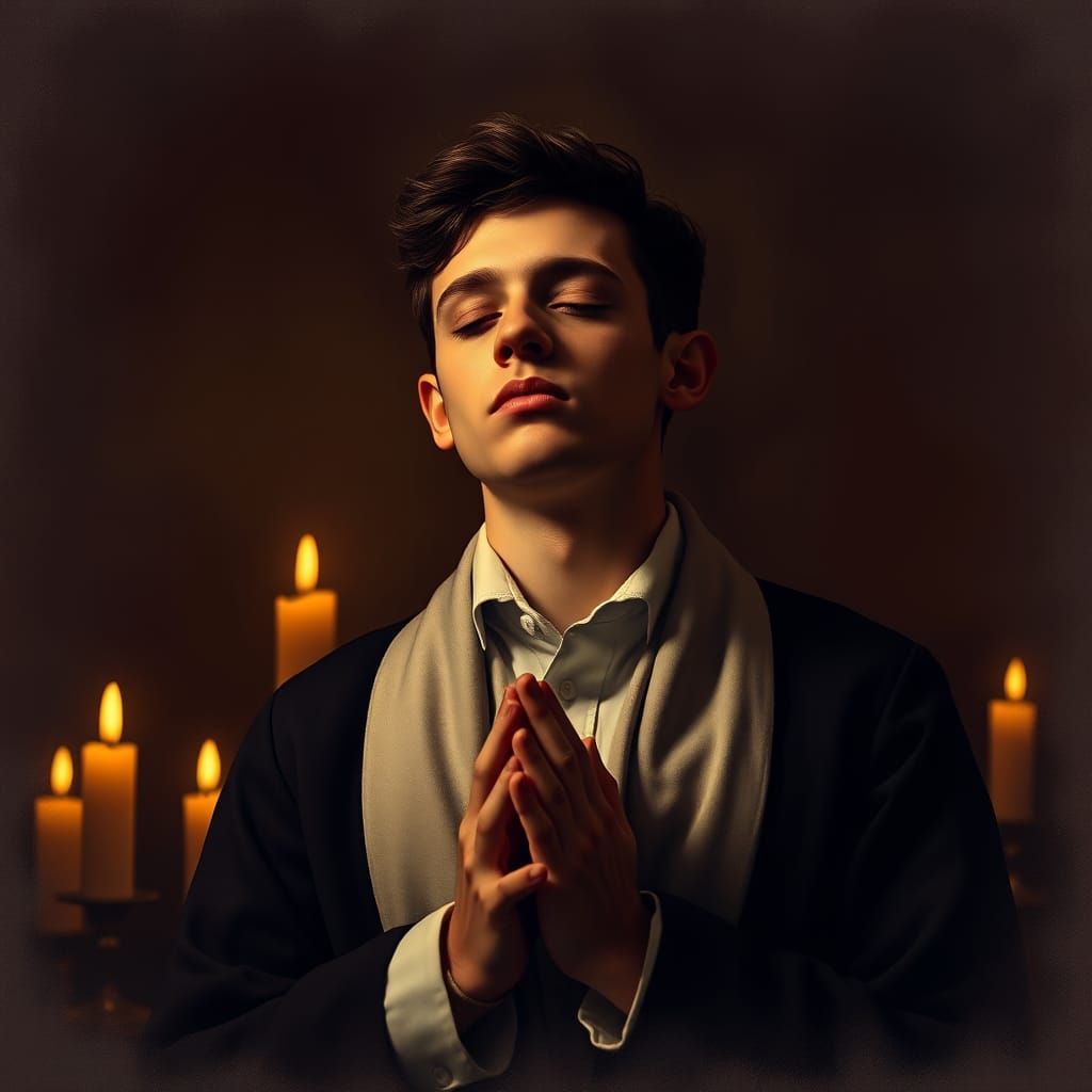 Young Hasidic Man in Spiritual Contemplation