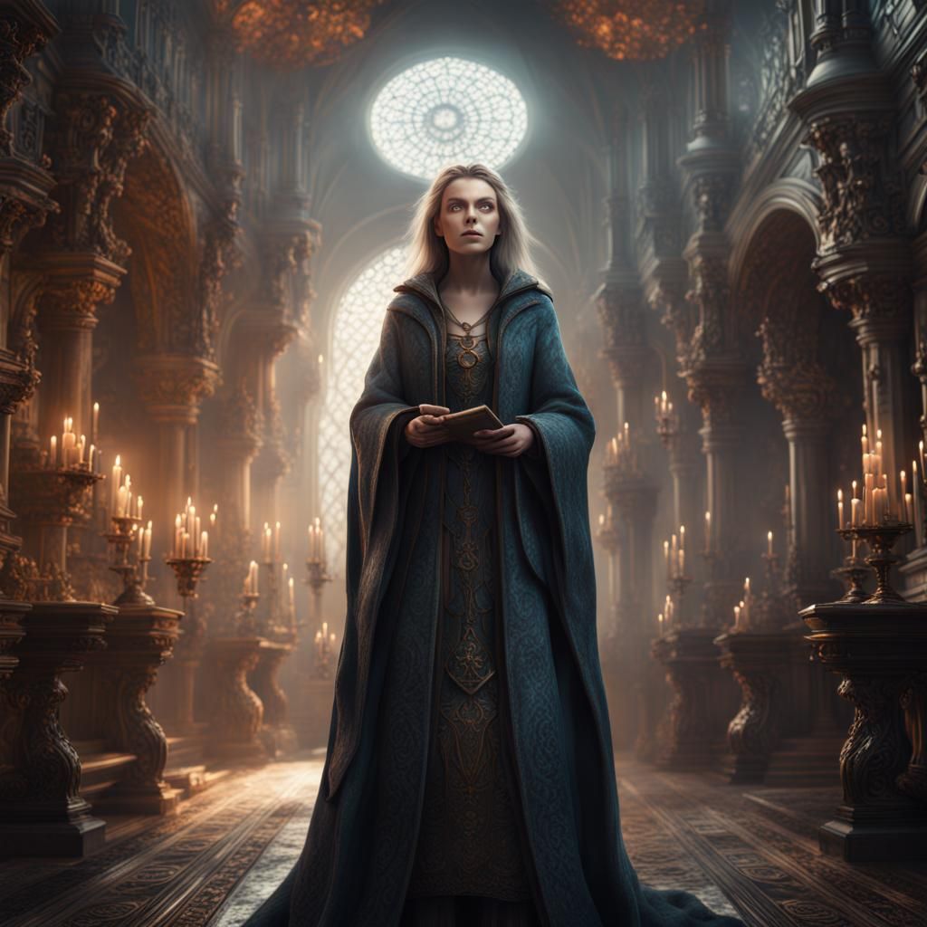 Epic Female Wizard in Digital Matte Painting Style