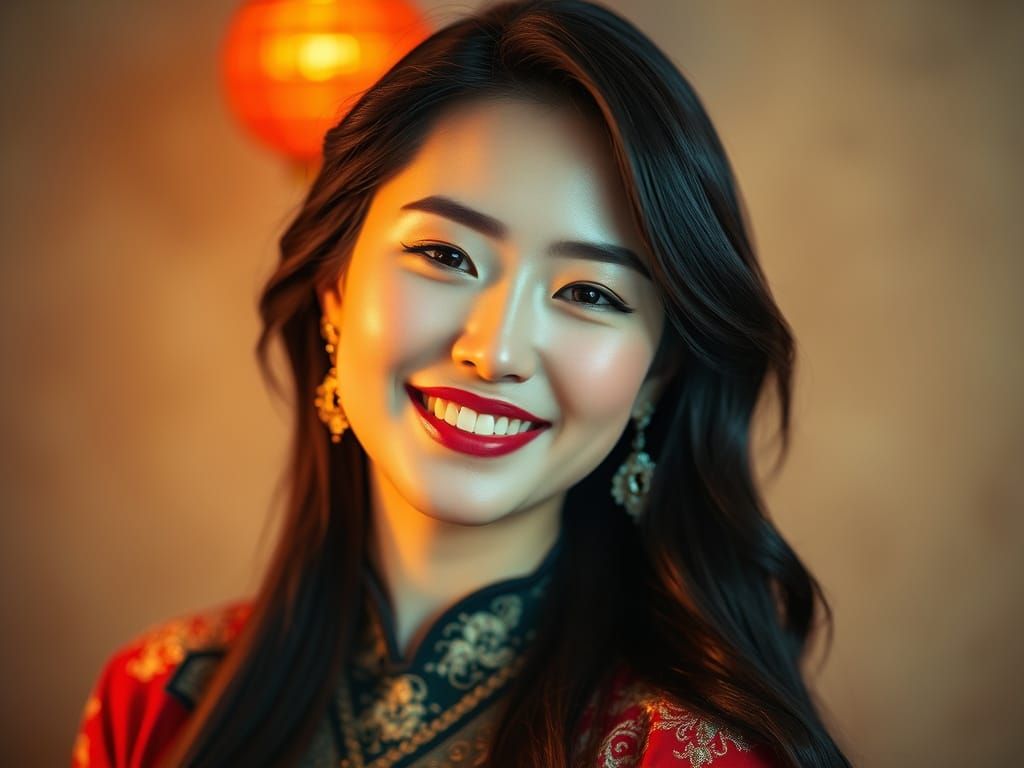 Confident Chinese Woman Portrait in Cinematic Style