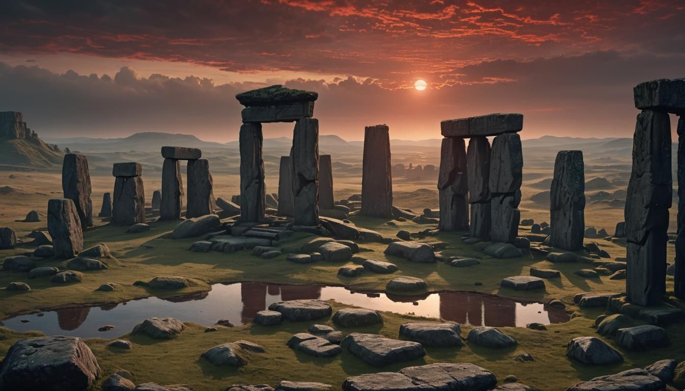 Wasteland Sunrise at Stonehenge: Digital Matte Painting