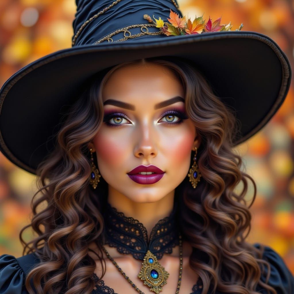 Autumn Witch Hat Watercolor Close-up