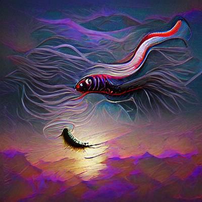 Colossal Worm in Alien Landscape