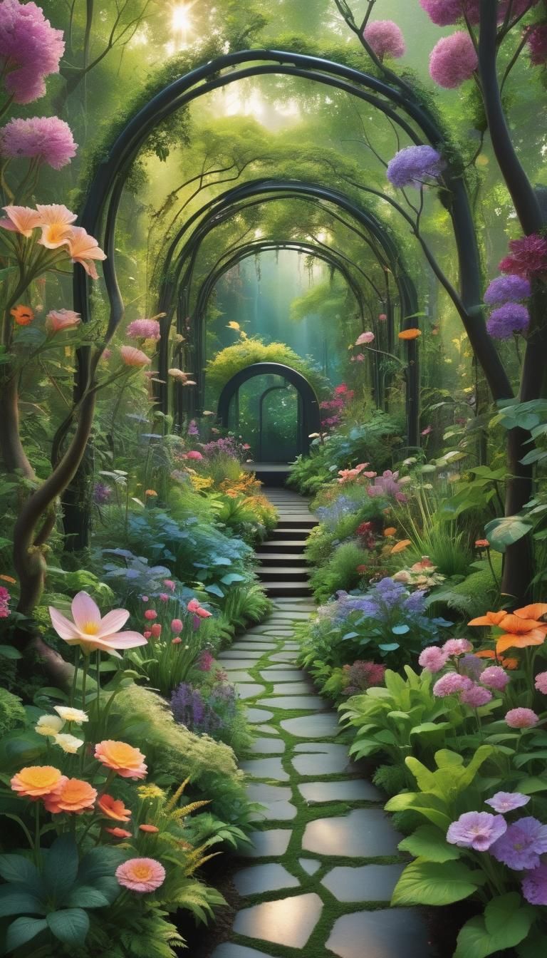 Futuristic Garden of Genetically Engineered Flora