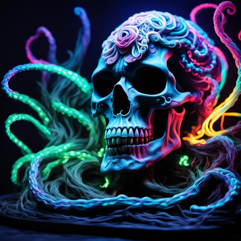 Colossal Skull Lord in Fiber Optic Light Painting