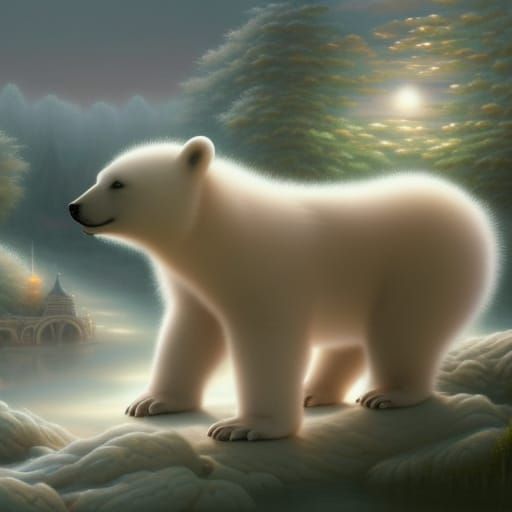 Realistic Polar Bear Cubs Fantasy Concept Art