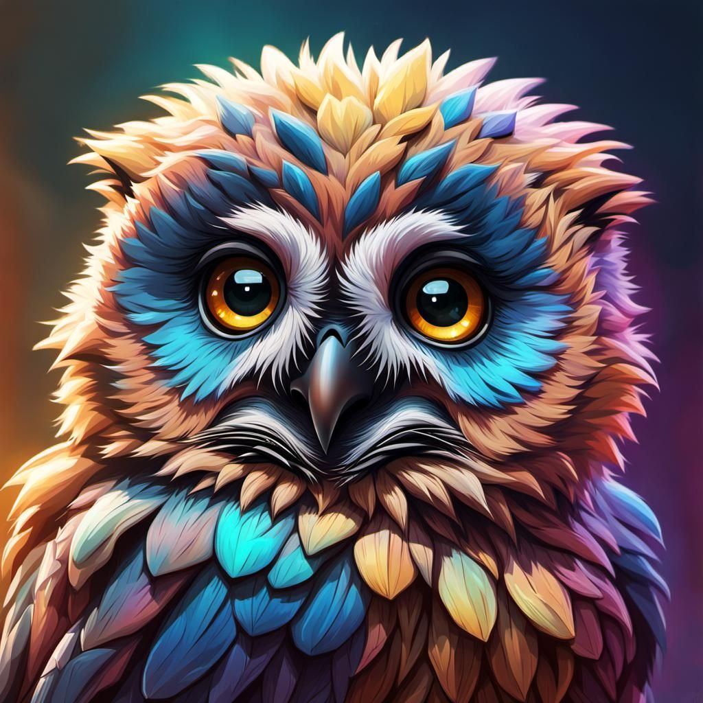 Hyperrealistic Baby Owlbear Concept Art