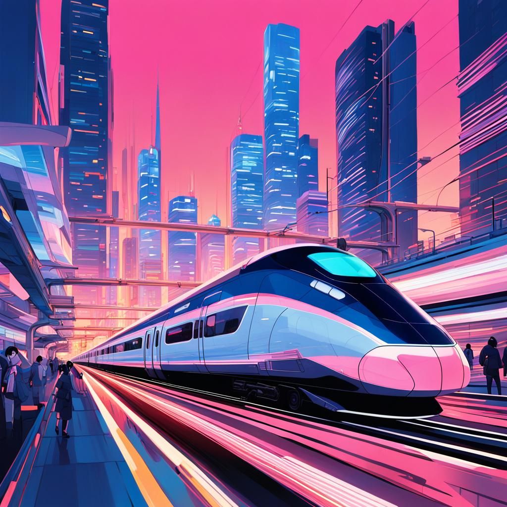 Sleek Bullet Train Speeds Through Tokyo Cityscape