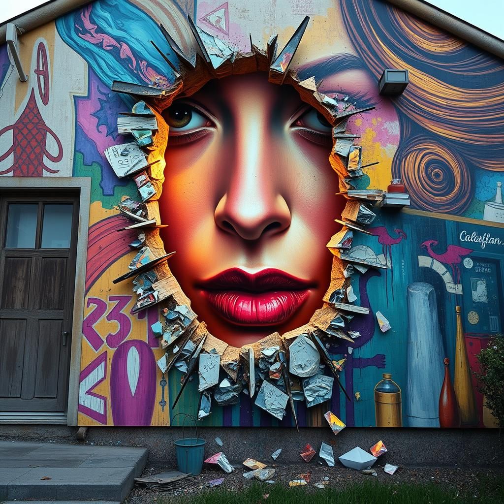 Surreal Woman Emerges from Diamond Painting