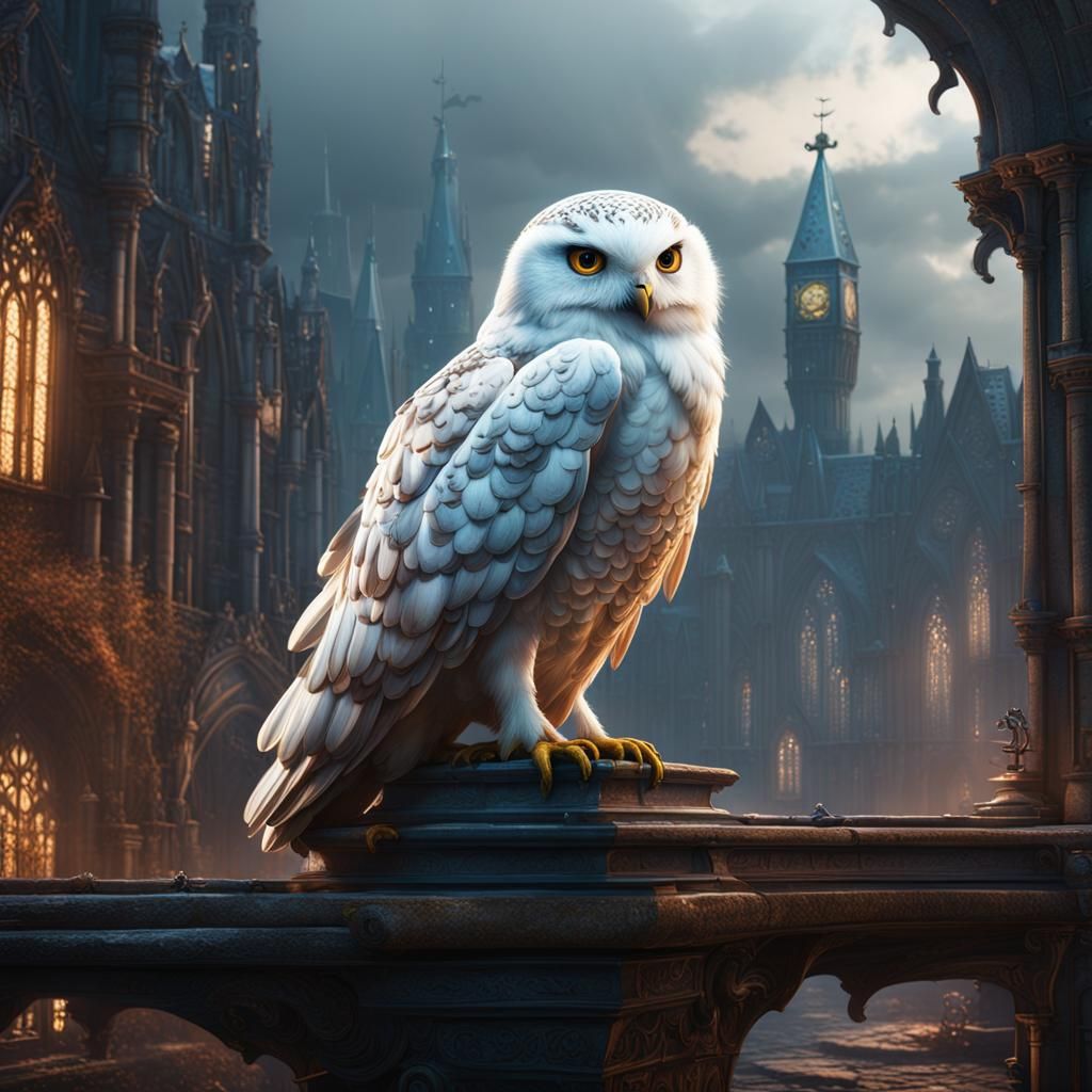 Fantastical Hedwig Matte Painting in Deep Color