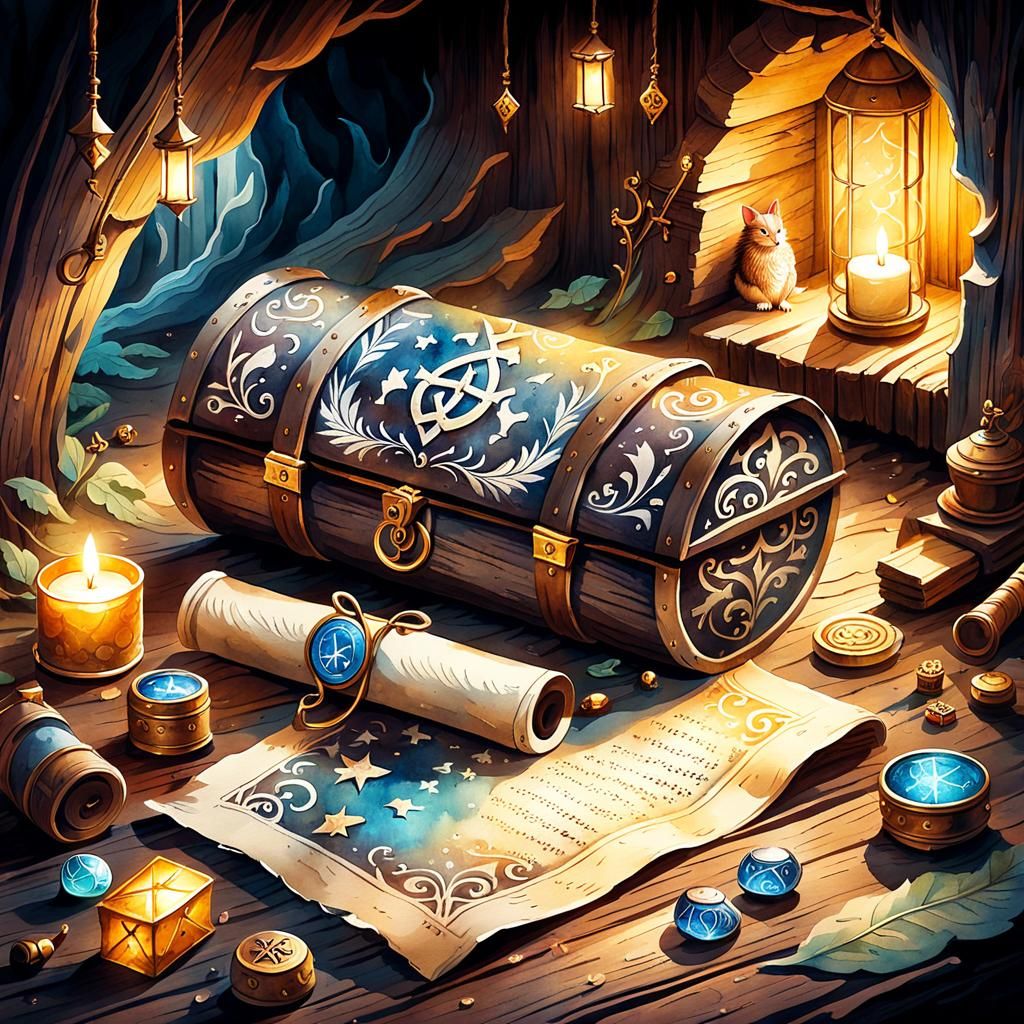 Enchanted Cave: Whimsical Watercolor Fantasy