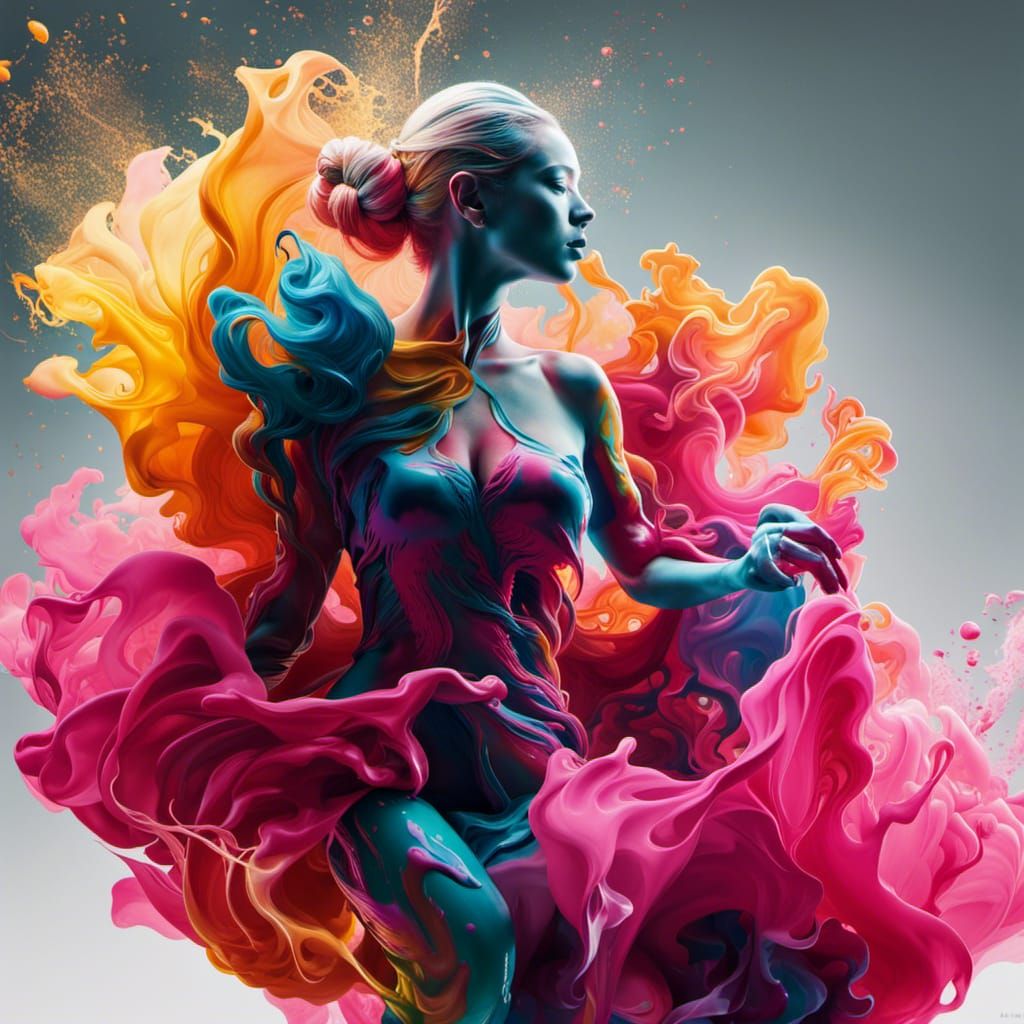 Dancing Silhouette in Water Ink, Alberto Seveso Style