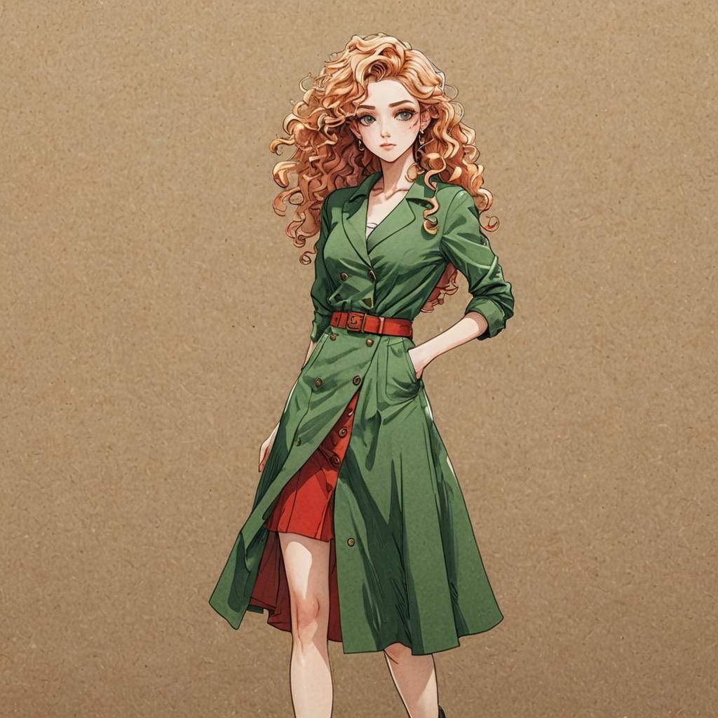 Anime Style Drawing of Beautiful Woman with Gradient Hair