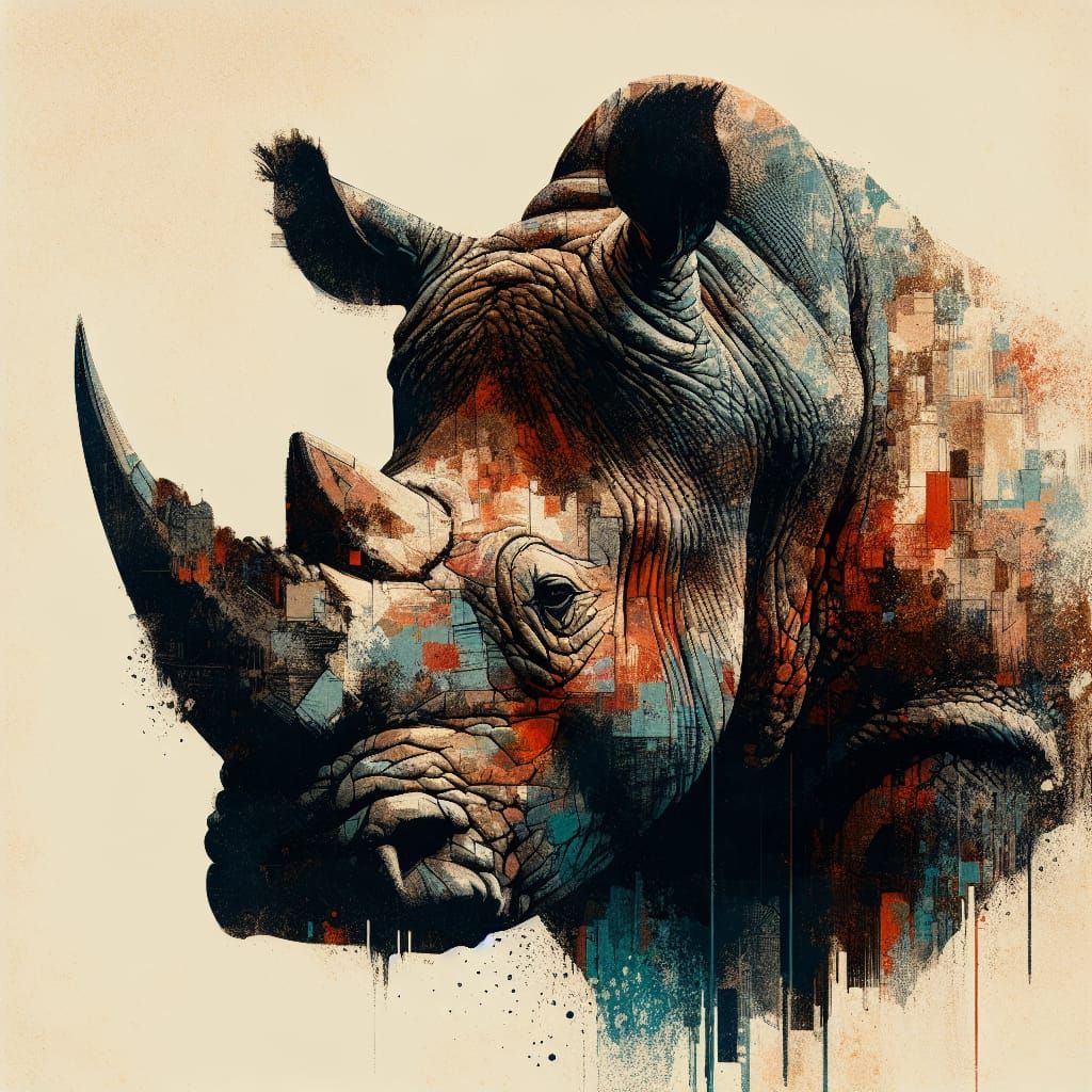 Brutalist Rhinoceros: Rugged and Imposing