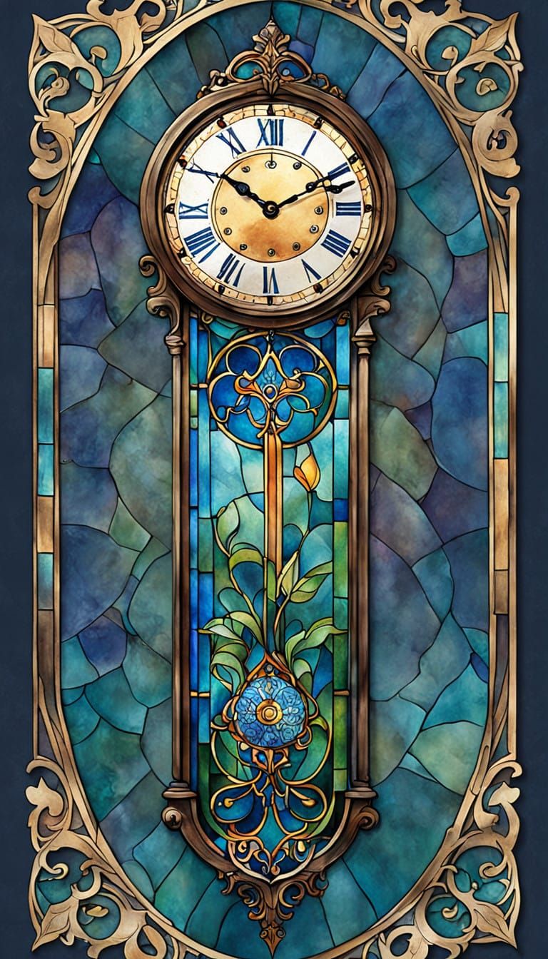Elegant Stained Glass Bookmark with Whimsical Clock