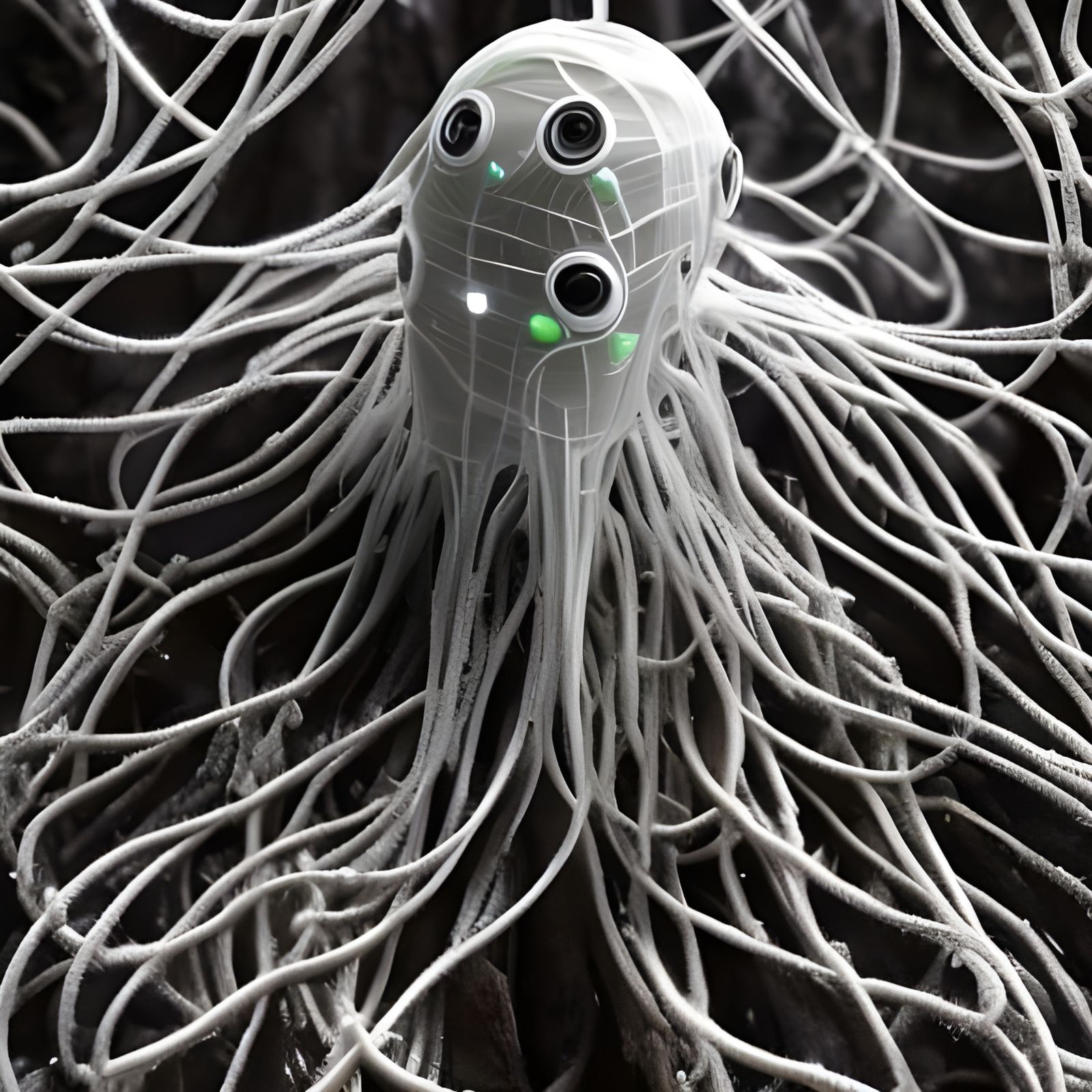 Translucent Robot Squid-Tree in Hyperrealism