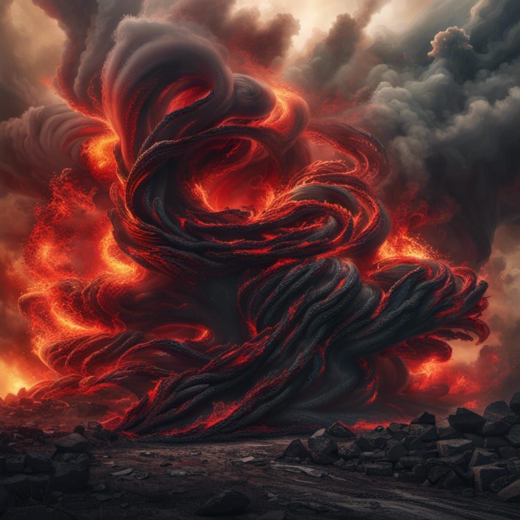 Fiery Tornado: Hyperrealistic Maximalist Matte Painting