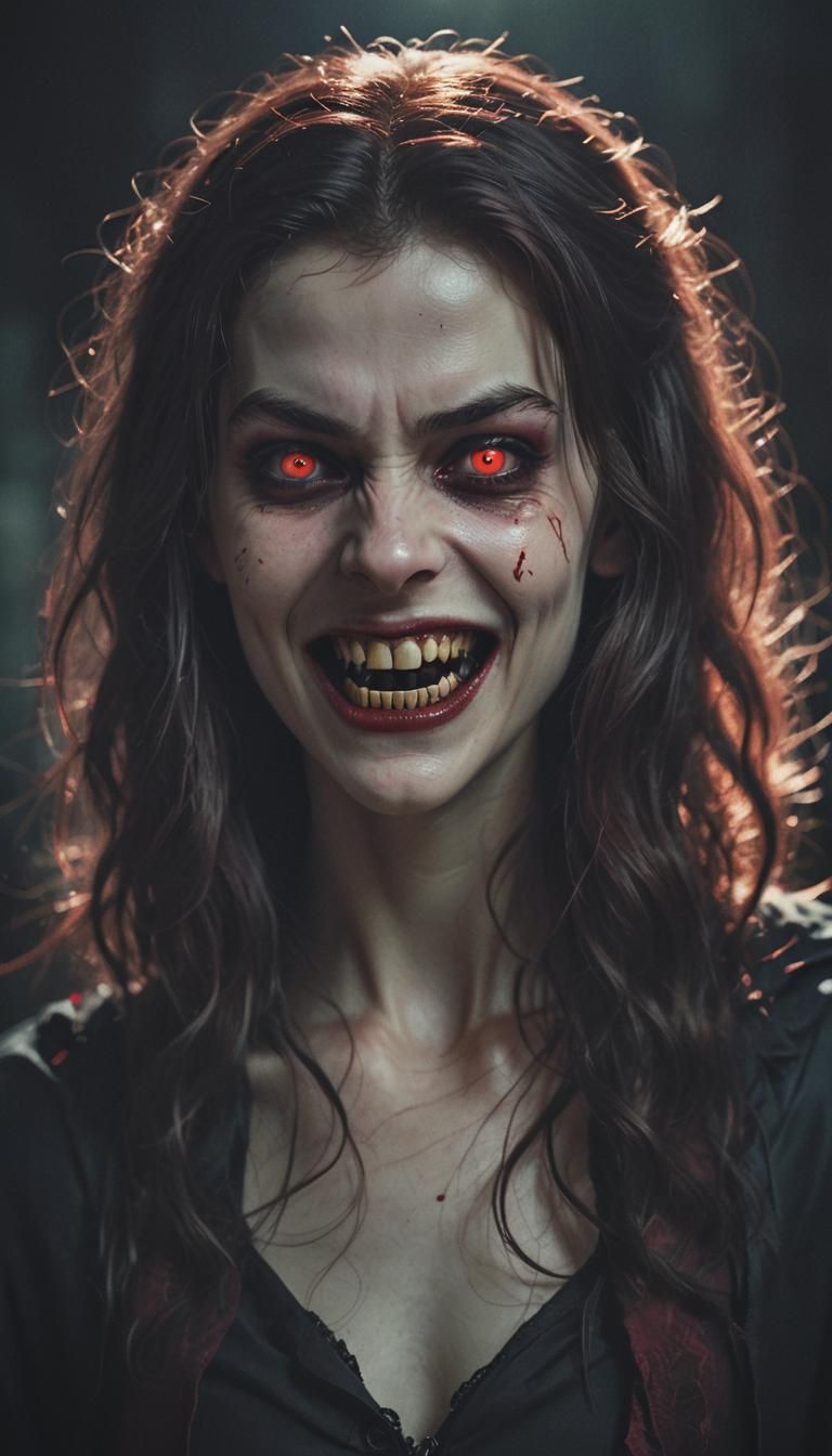 Eerie Vampire Portrait with Glowing Eyes
